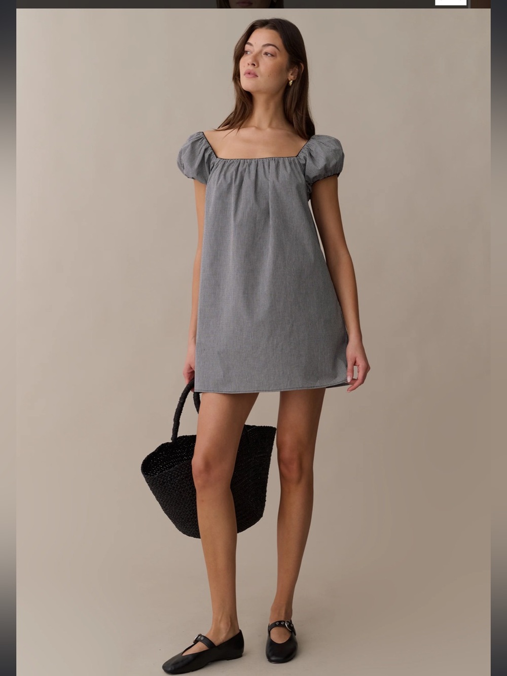 NWT Kourt Nya Cotton Black Gingham Few Moda Dress Small